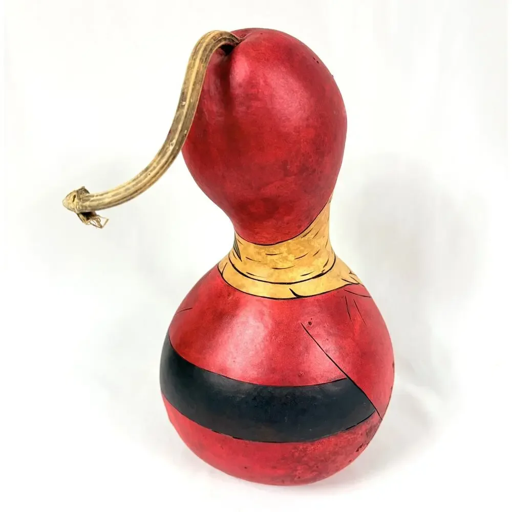 Hand Painted Santa Claus Gourd 12” Christmas Folk Art Vintage 1990s
